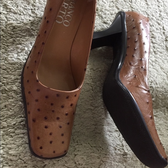 New Franco Sarto ostrich leather pumps